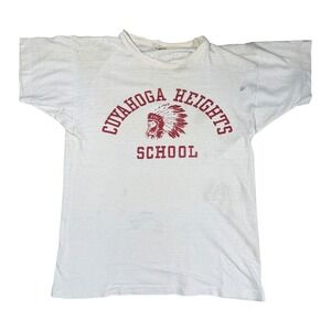 50s Champion running man School T-Shirt true Vintage Chief Head Graphic S White